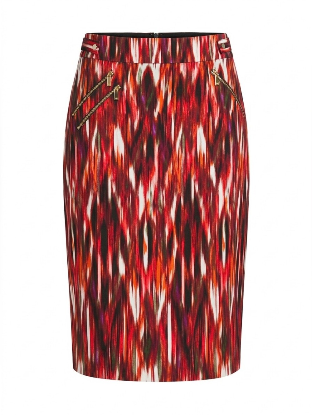 Calvin Klein Multi-Print Pencil Skirt with Gold Zipper Accents Size 10
